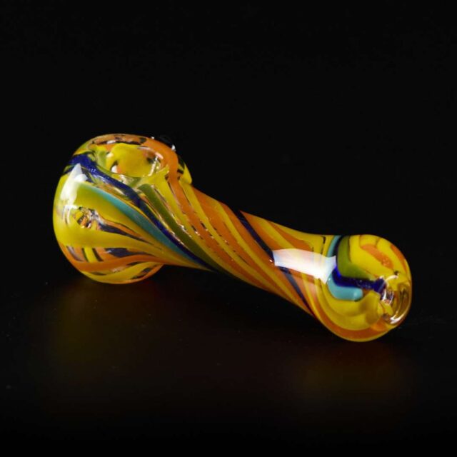 Pipa de cristal americana 12cm Líneas con cambio de color