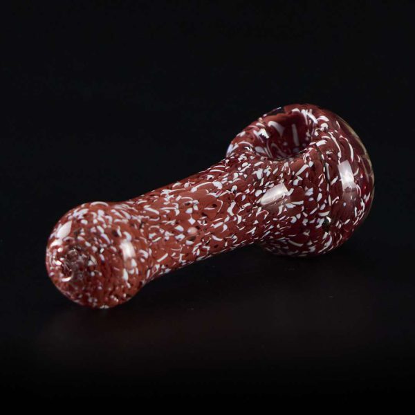 Pipa de cristal americana 12.5cm Roja Jaspeada con ojo frontal