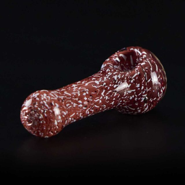 Pipa de cristal americana 12.5cm Roja Jaspeada con ojo frontal