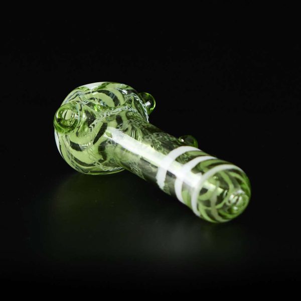 Pipa de cristal americana 14cm Puntos laterales Verde