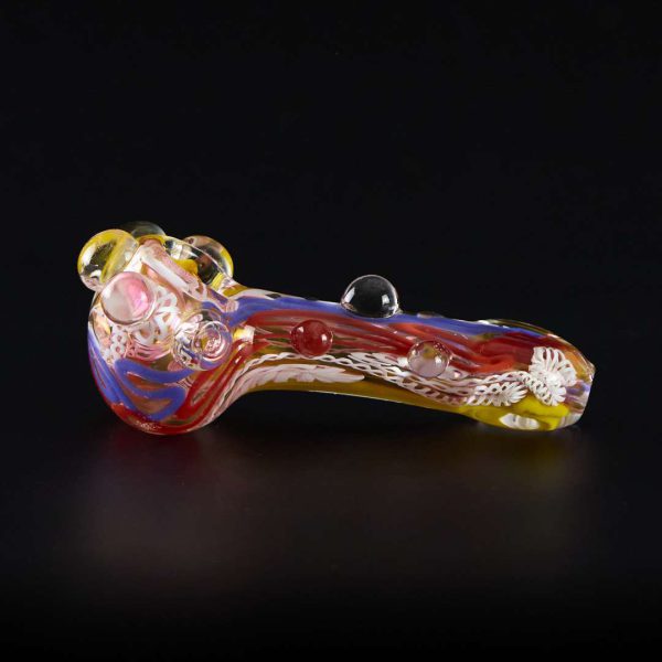 Pipa de cristal americana 14cm Puntos laterales Transparente