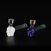 Pipa de cristal y metal 13cm Calavera con cazoleta de metal