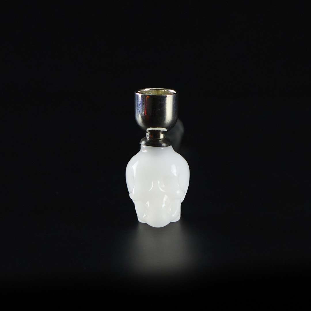 Pipa de cristal y metal 13cm Calavera con cazoleta de metal
