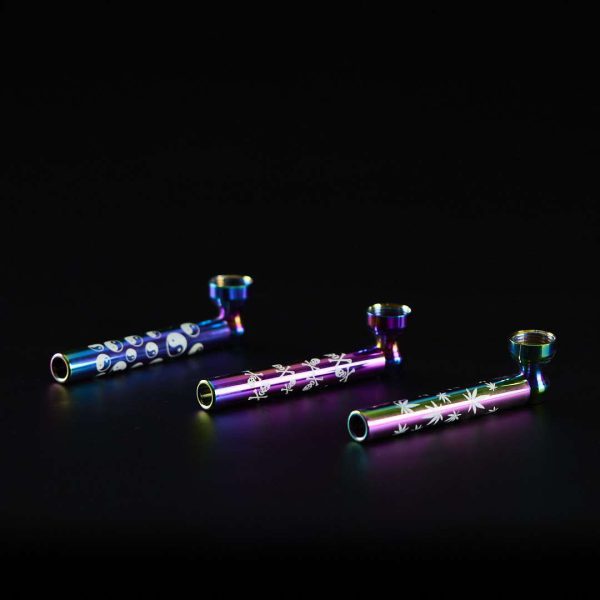 Pipa de cristal y metal 10cm Tornasol con rejillas