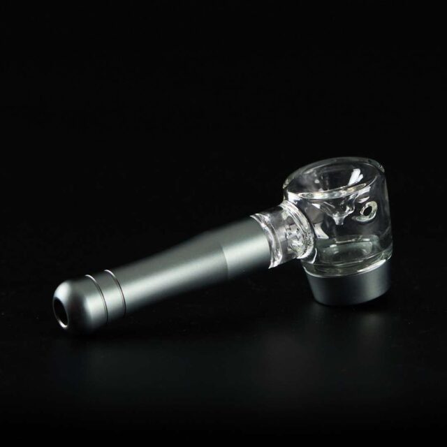 Pipa de cristal y metal 10cm Martillo con cazoleta de cristal