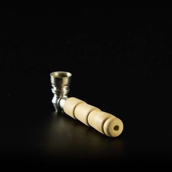 Pipa de madera clara 10cm Cazoleta de metal