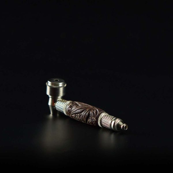 Pipa de metal y madera 9cm - Grabada con tapa