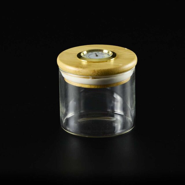 Tarro de cristal con termohigrómetro