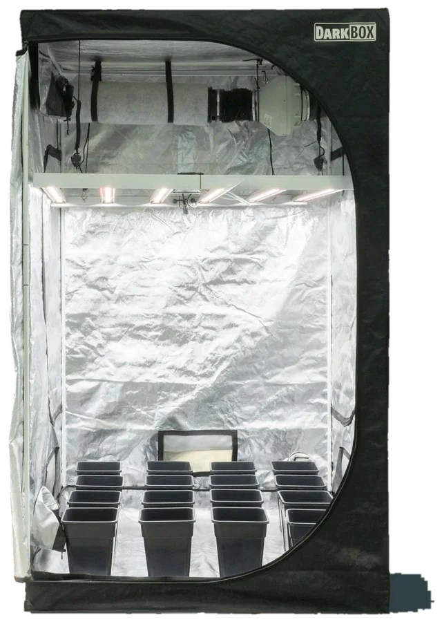 Pack OASIS PRO: armario de cultivo interior con LED, extractor y macetas
