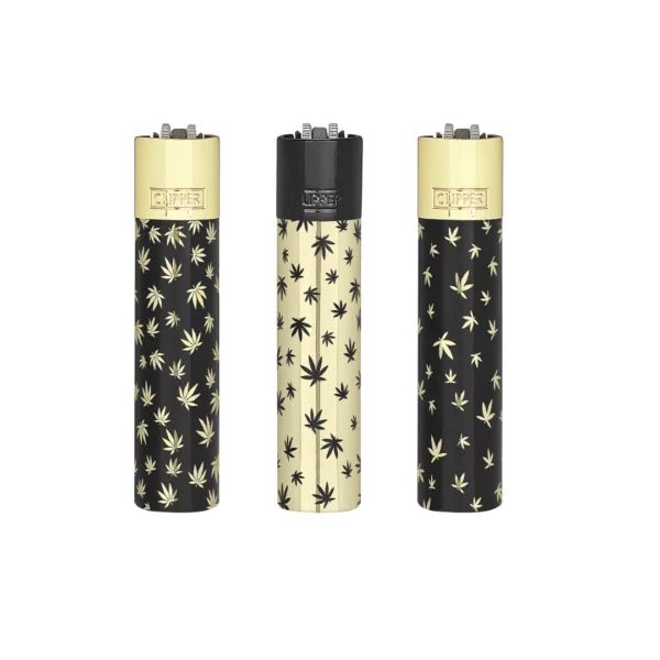 Mechero Clipper Metal Chrome Weed CMP11R (12 u)