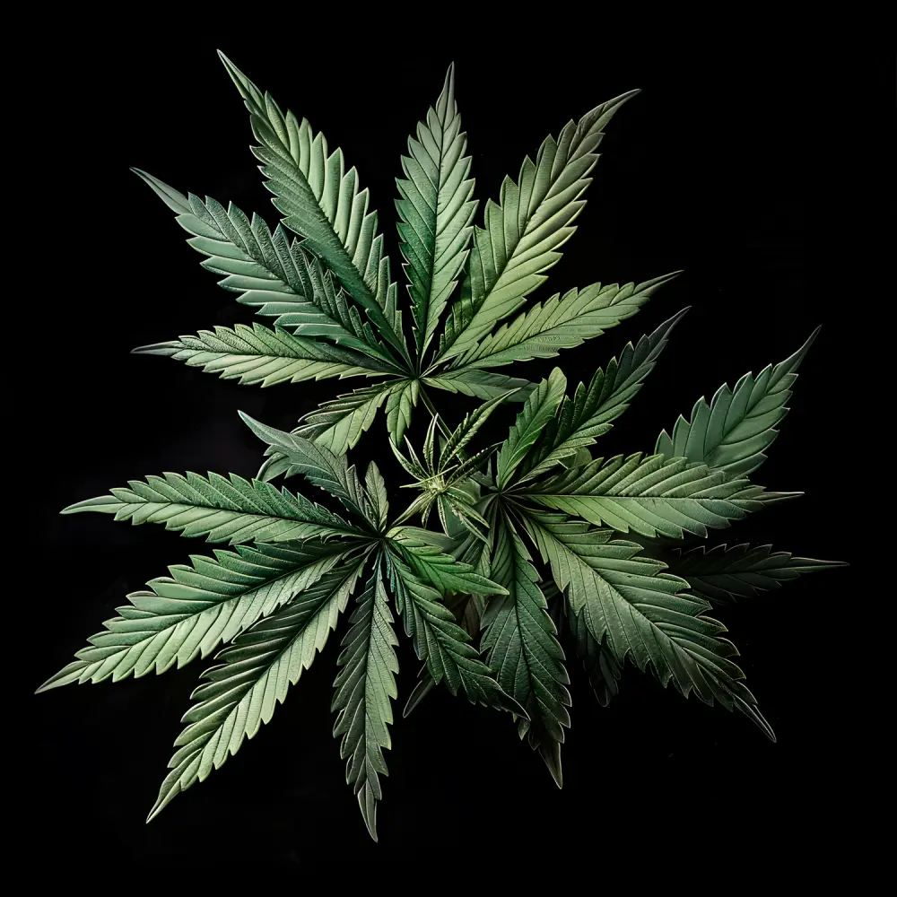 Hoja de marihuana vista desde arriba
